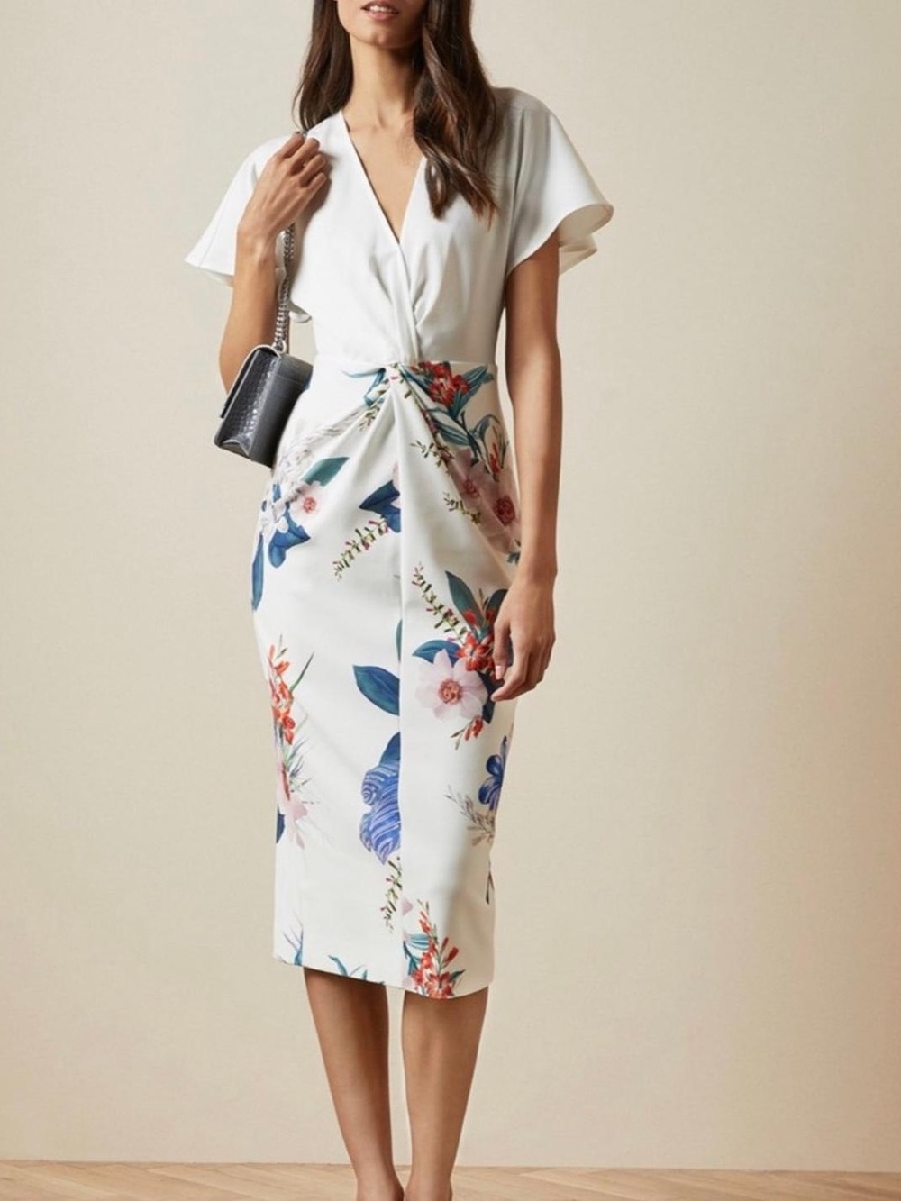 Ted Baker Nerris Floral Jamboree Twist Detail MIDI Dress